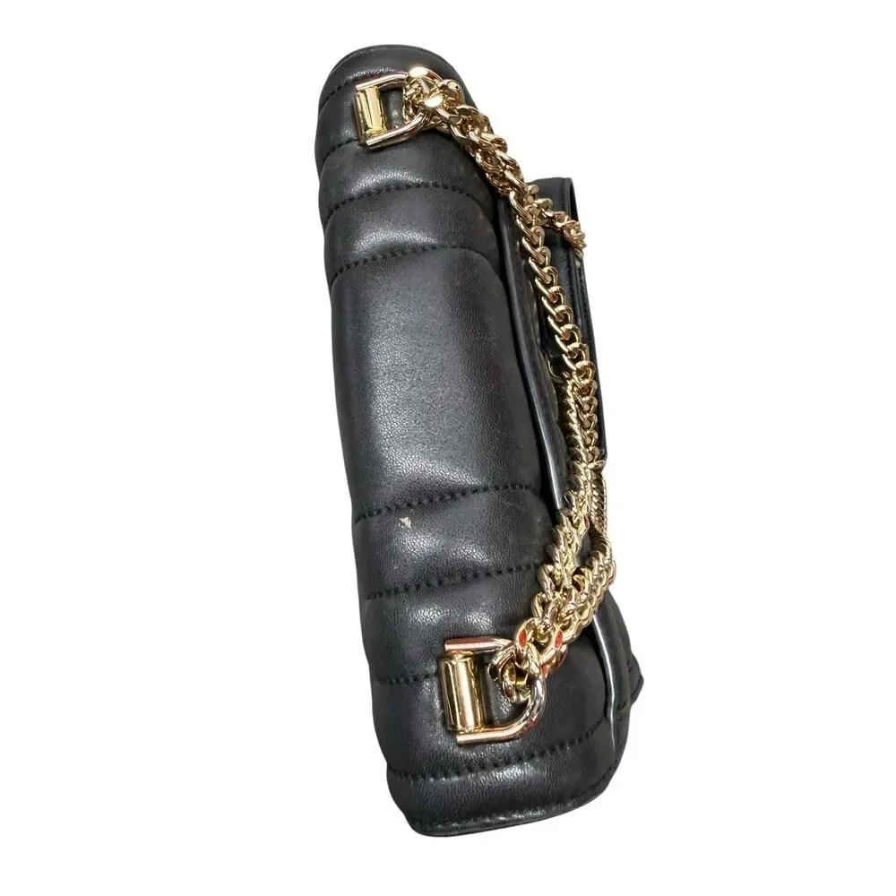 Michael Kors Whitney Black Leather Quilted Chain Convertible Shoulder Bag